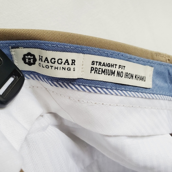 Haggar Premium No Iron Khaki Flat Front Straight Fit Tan Men's Size 32x30 - Picture 5 of 6